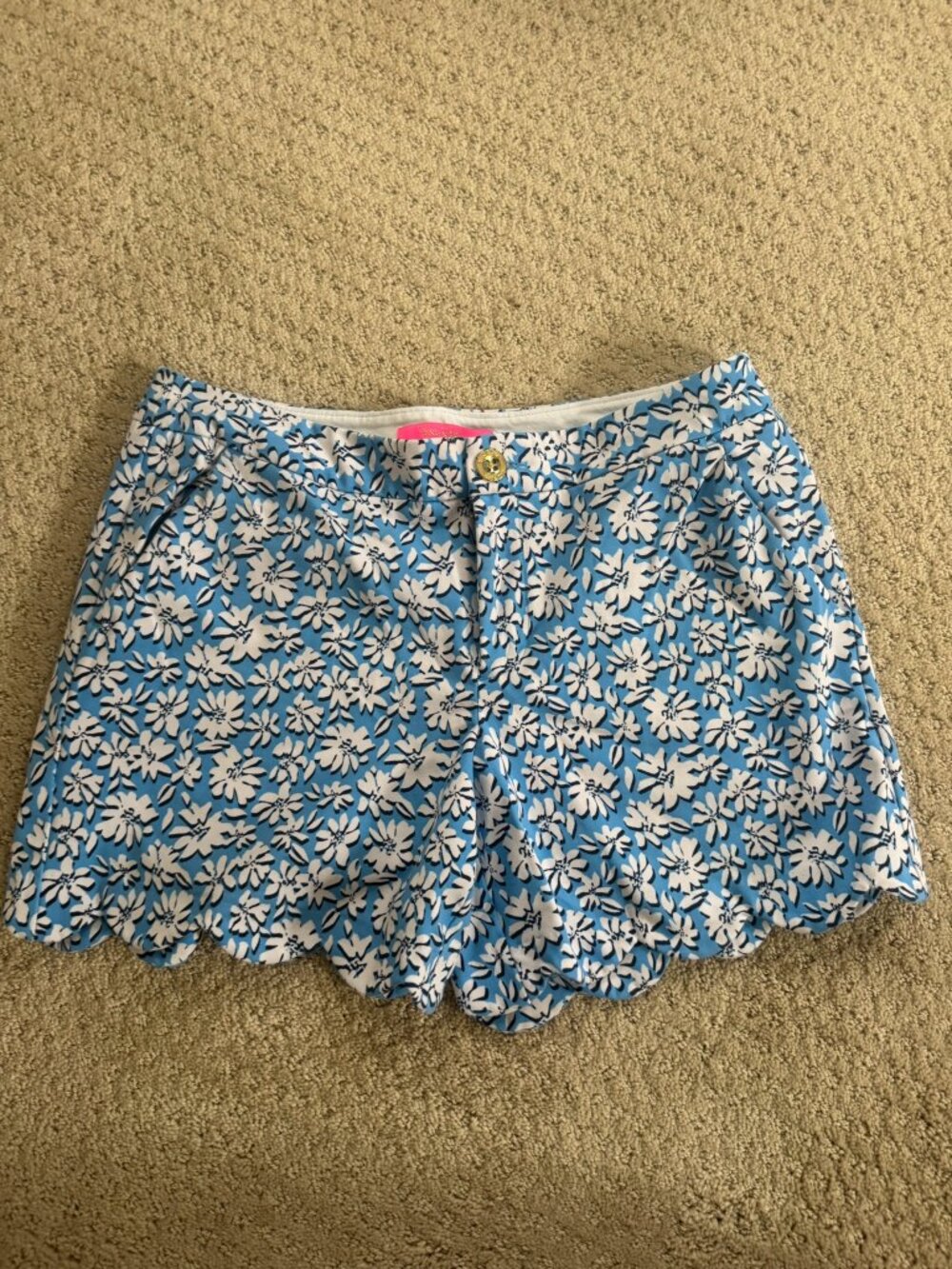 Lilly Pulitzer BUTTERCUP MID-RISE SHORT, LUNAR BLUE PALM BEACH PETALS Size 8
